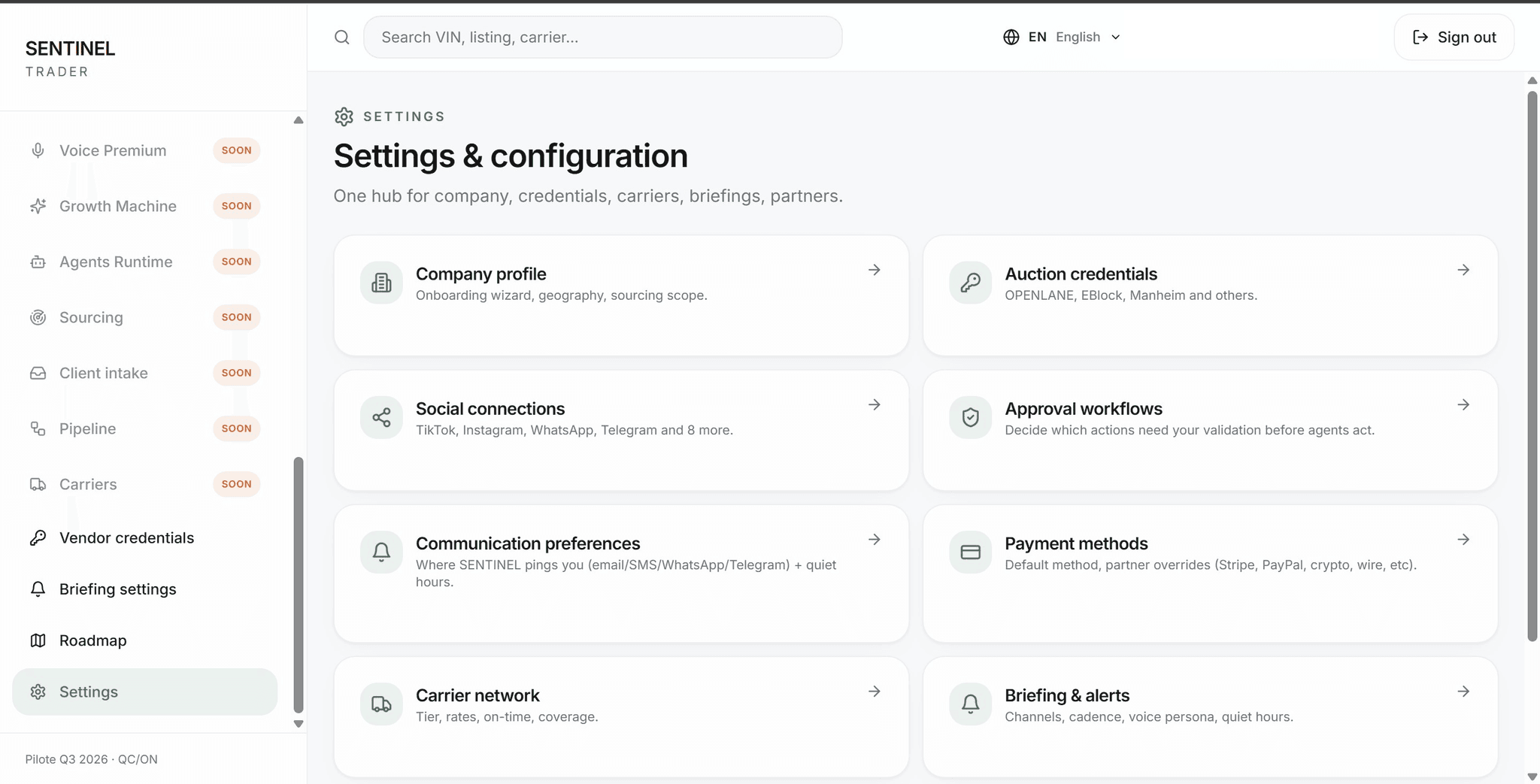 Unified configuration hub